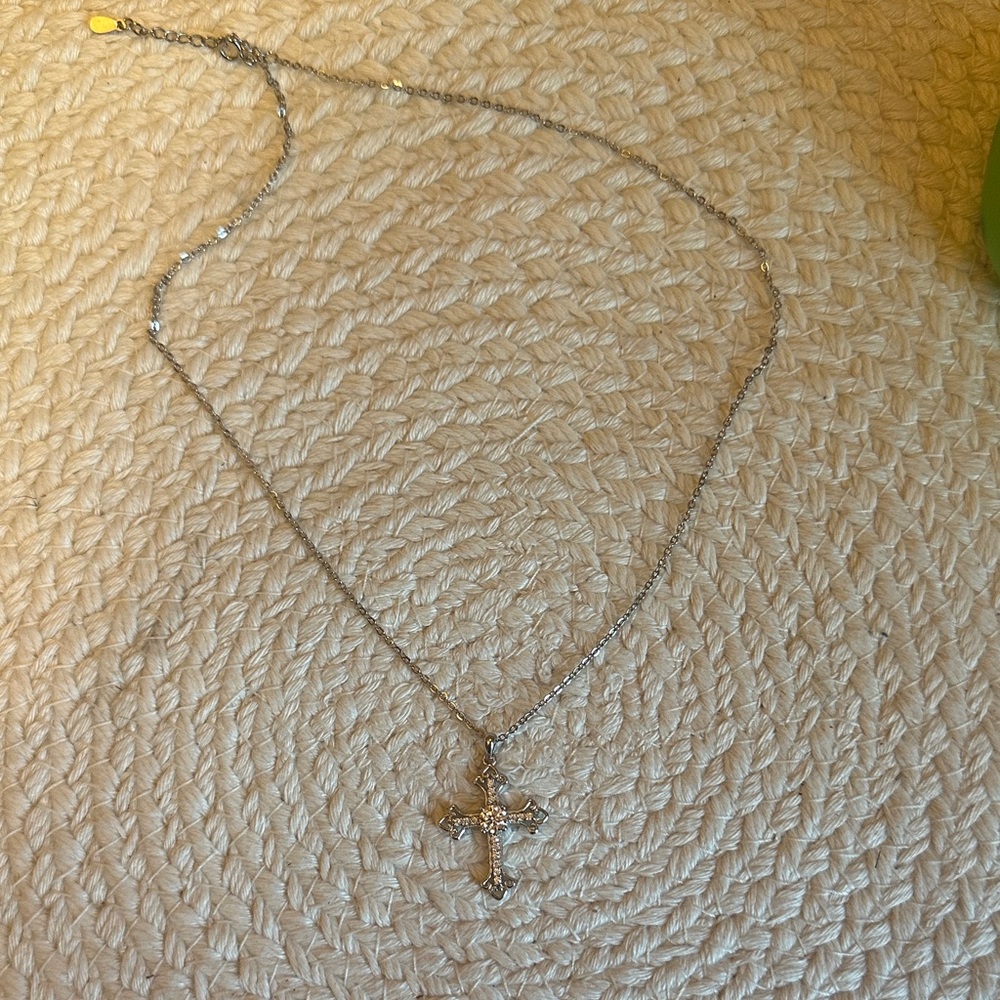Dazzling Silver Cross Pendant Necklace